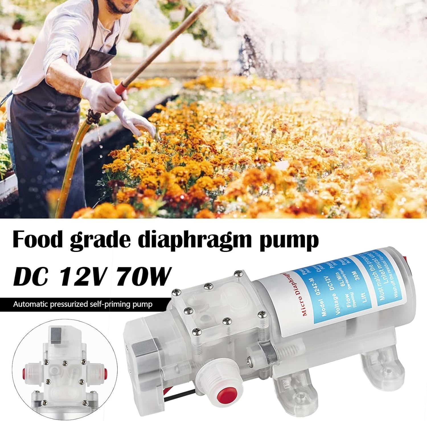 Waterpomp, bierpomp, membraanpomp, wijnpomp, elektrische wijnpomp, zelf aanzuigende pomp, snelheidsregelbaar met slang en filters voor het verpompen van wijn en bier