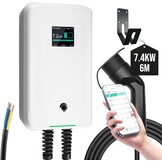 Morec ev oplader type 2 7kW 32A eenfasig met app, ondersteunt bluetooth- en wifi-verbinding, ev laadstation IEC 62196-2 standaardstekker