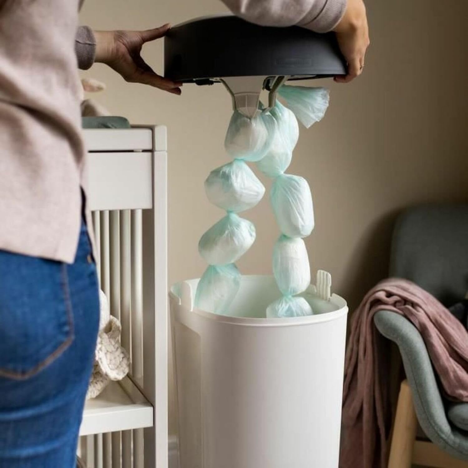 Tommee Tippee Twist and Click luieremmer, maat XL, voor maximaal 60 luiers, milieuvriendelijker systeem