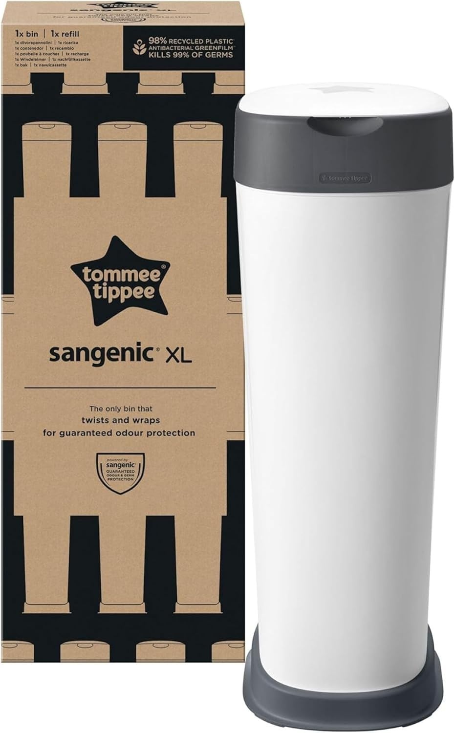 Tommee Tippee Twist and Click luieremmer, maat XL, voor maximaal 60 luiers, milieuvriendelijker systeem