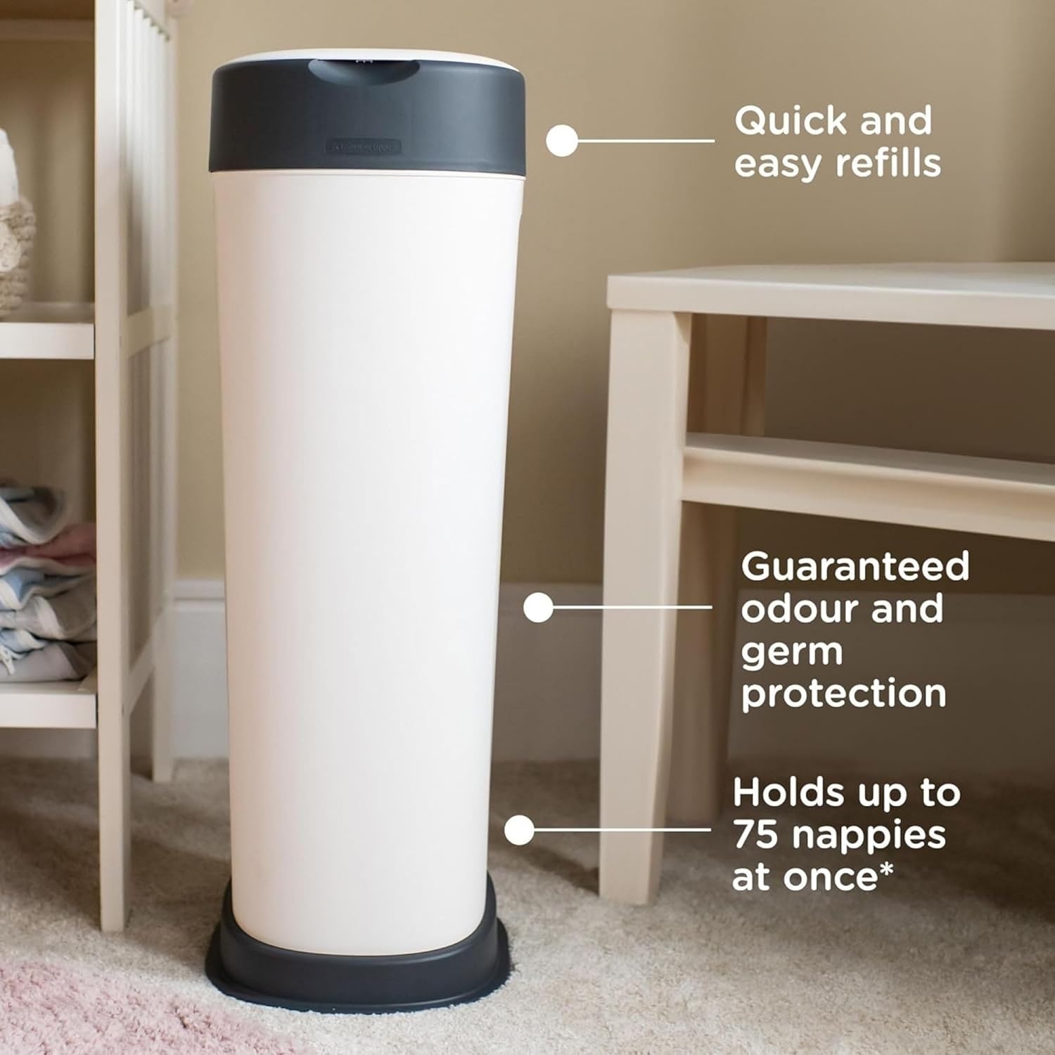 Tommee Tippee Twist and Click luieremmer, maat XL, voor maximaal 60 luiers, milieuvriendelijker systeem