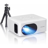 WOLFANG Mini Projector met Statief, 1080P Full HD Draagbare Telefoonprojector, Buiten Home Theater Filmprojector Compatibel met HDMI, USB, Smartphone, Tablet, PC, TV Stick, AV, Micro SD Kaart