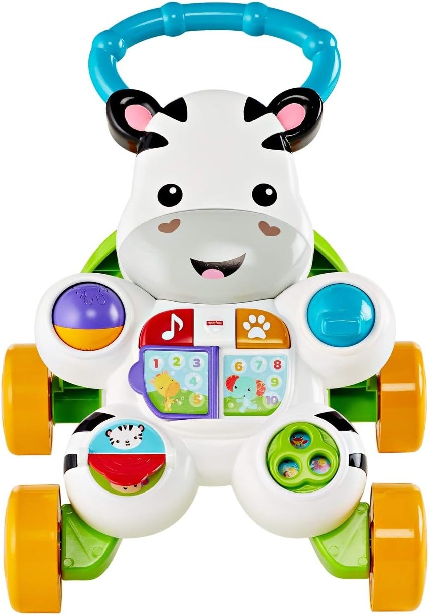 Fisher-Price My Walker Zebra Sprekend Frans | Kleurrijk, helder en muzikaal evolutief en interactief speelgoed voor het leren lopen met de baby | Loopwagen voor jongens of meisjes vanaf 6 maanden,