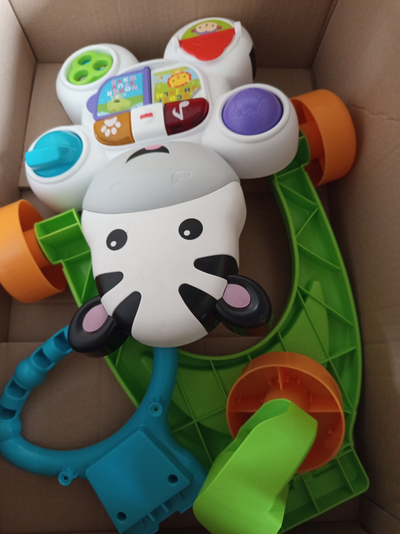 Fisher-Price My Walker Zebra Sprekend Frans | Kleurrijk, helder en muzikaal evolutief en interactief speelgoed voor het leren lopen met de baby | Loopwagen voor jongens of meisjes vanaf 6 maanden,