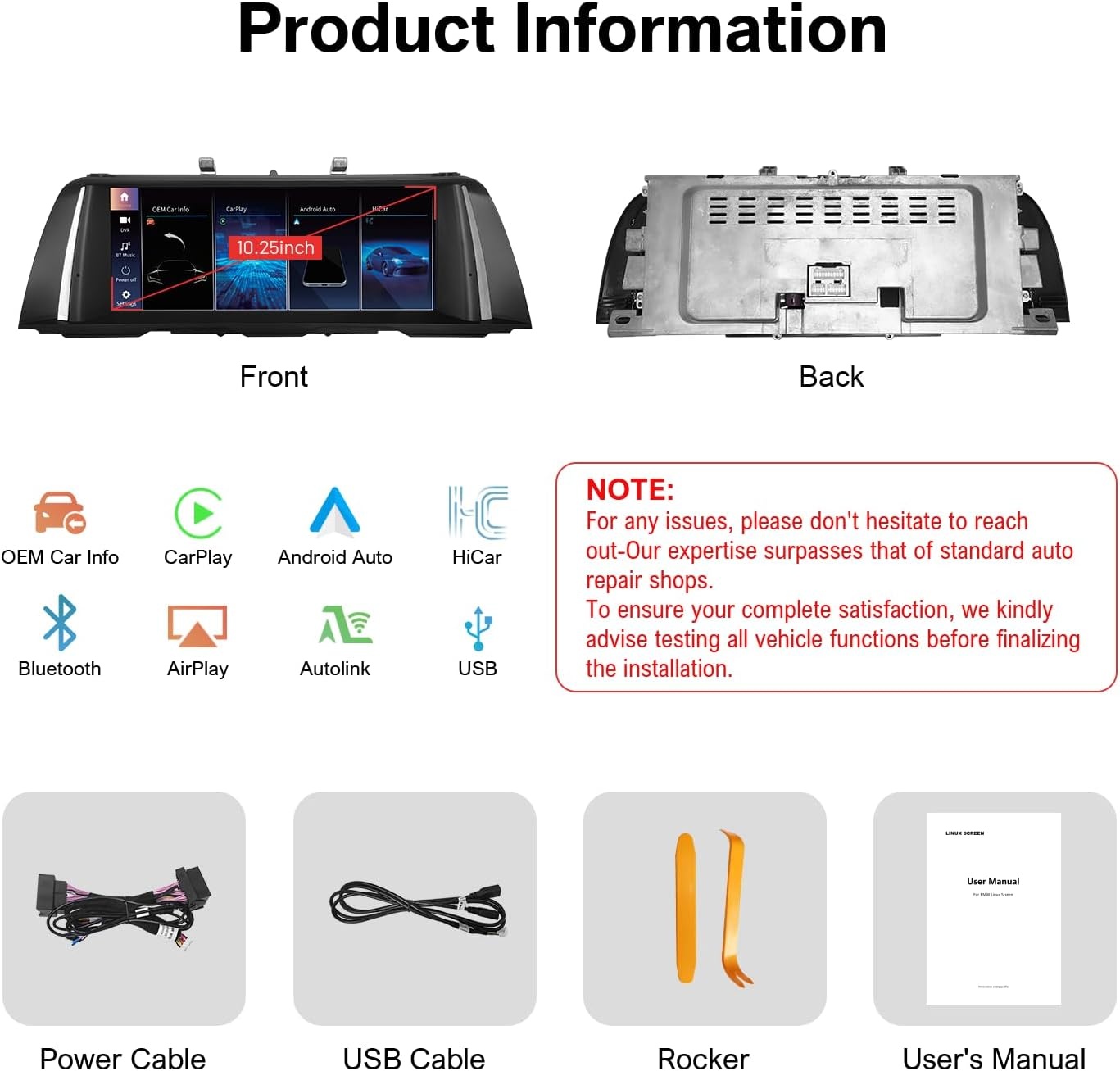 10.25 inch Linux Scherm met Draadloze CarPlay voor BMW 5 Serie F10 F11 (2010-2012) CIC