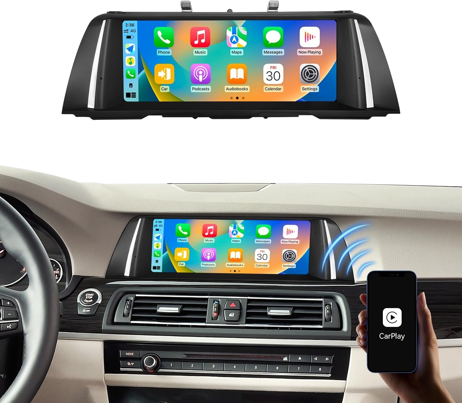 10.25 inch Linux Scherm met Draadloze CarPlay voor BMW 5 Serie F10 F11 (2010-2012) CIC