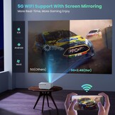HOPVISION Mini Beamer WiFi Bluetooth Full HD 1080P, 4K Home Cinema Ondersteund Met Zoomfunctie, 300'' Display Buiten Compatibel Met Smartphone/HDMI/USB/Laptop/Fire Stick/PS5