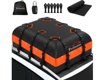 FIVKLEMNZ Dakkoffer auto, dakbagagedragertas, waterdicht, voor alle voertuigdaken met/zonder bagagedrager, inclusief topper, antislipmat, versterkte riemen, 6 deurhaken + bagageslot, 5 kubieke meter