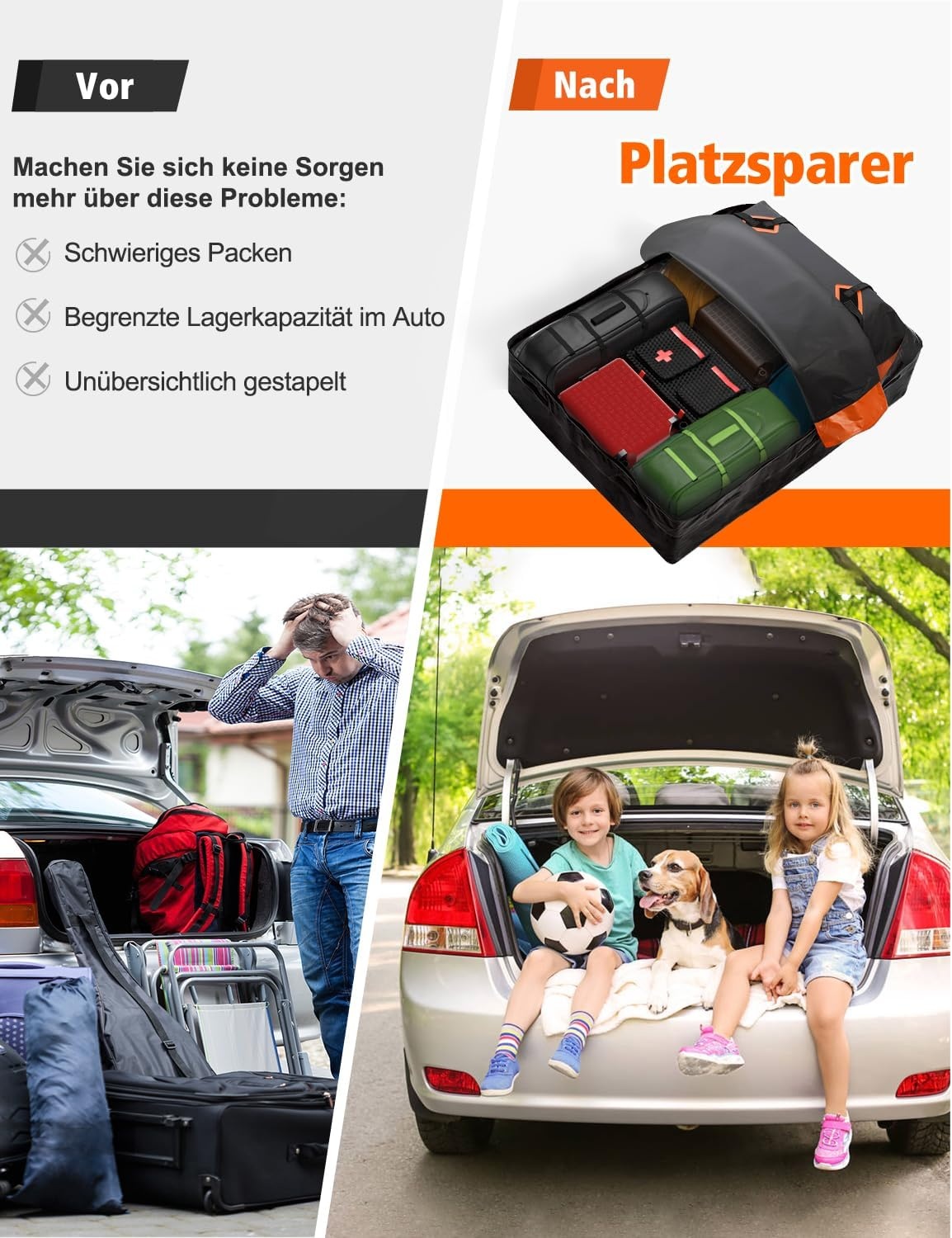 FIVKLEMNZ Dakkoffer auto, dakbagagedragertas, waterdicht, voor alle voertuigdaken met/zonder bagagedrager, inclusief topper, antislipmat, versterkte riemen, 6 deurhaken + bagageslot, 5 kubieke meter