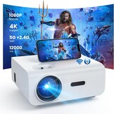 HOPVISION Mini Beamer WiFi Bluetooth Full HD 1080P, 4K Home Cinema Ondersteund Met Zoomfunctie, 300'' Display Buiten Compatibel Met Smartphone/HDMI/USB/Laptop/Fire Stick/PS5