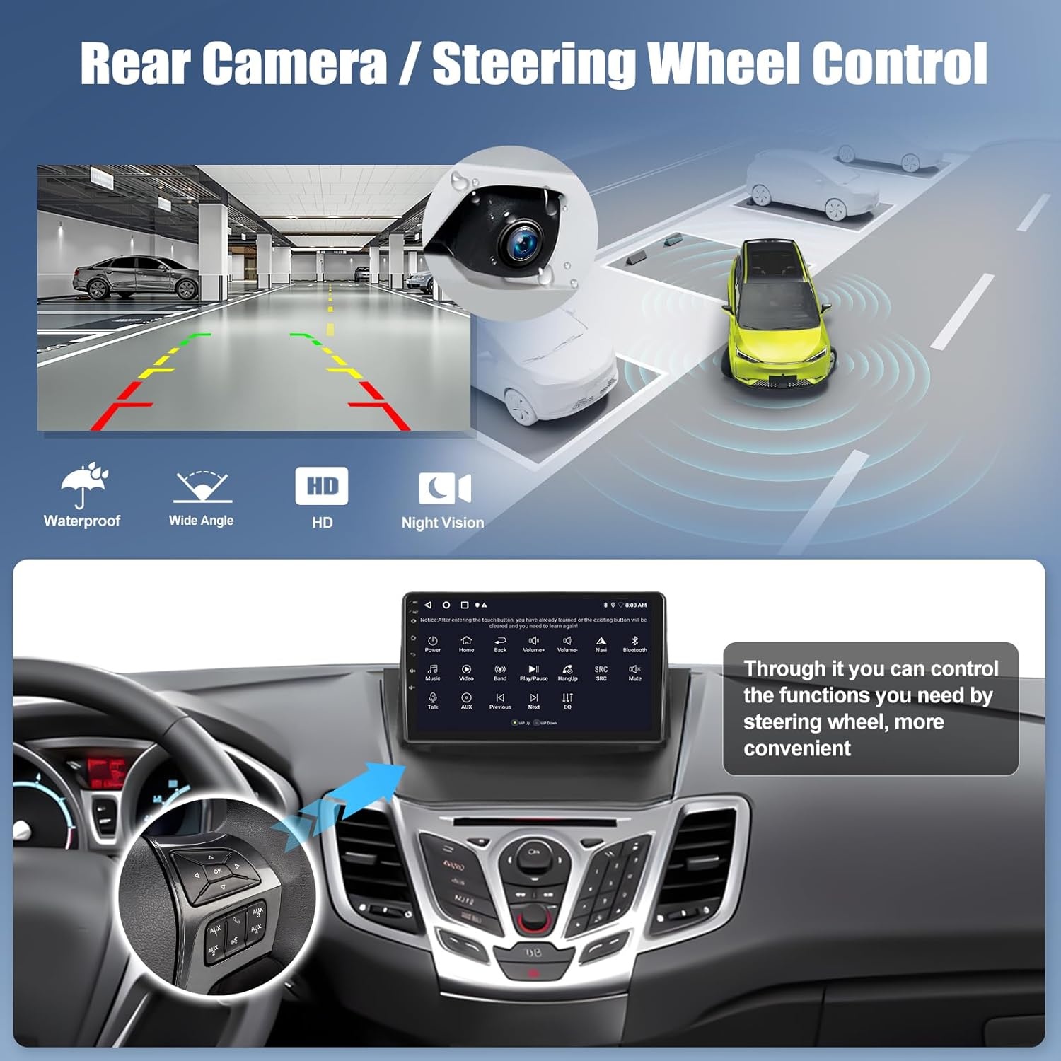 Android 13 Dubbel-DIN Radio 9-inch Scherm met CarPlay voor Ford Fiesta (2009-2014)