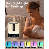 Bluetooth-luidspreker met licht, kinderwekker met licht, witte ruisonderdrukkende machine, bedlampje touch-dimbaar, 48 RGB-kleurverandering, led-tafellamp, cadeau voor meisjes, jongens, tieners,