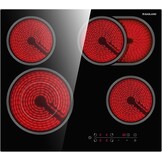 Keramische Kookplaat Zwart 60 cm, 4 zones, 6600W met Touch Control, dubbele en ovale zone