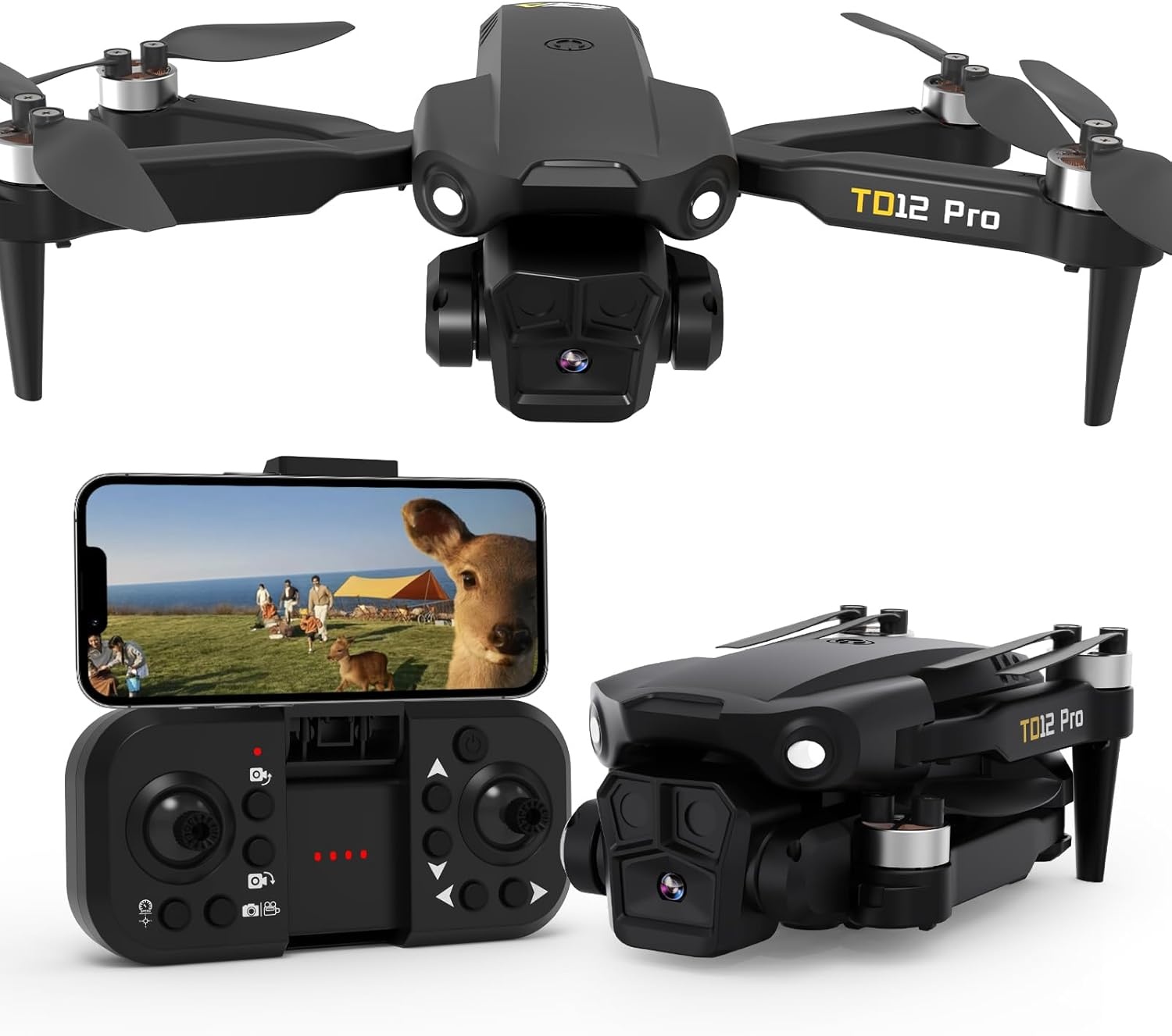 Toladrone TD12PRO Mini Drone met Camera voor Beginners, Opvouwbaar, Borstelloze Motor, Optische Flow Positionering