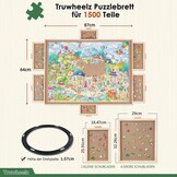 Draaiend Puzzlebord 1500 Stukjes met 6 Laden en Afdekhoes - 64 x 87 cm Houten Puzzle Tafel voor Volwassenen