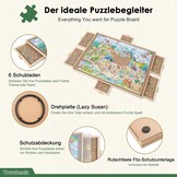 Draaiend Puzzlebord 1500 Stukjes met 6 Laden en Afdekhoes - 64 x 87 cm Houten Puzzle Tafel voor Volwassenen