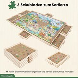 Draaiend Puzzlebord 1500 Stukjes met 6 Laden en Afdekhoes - 64 x 87 cm Houten Puzzle Tafel voor Volwassenen