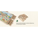Draaiend Puzzlebord 1500 Stukjes met 6 Laden en Afdekhoes - 64 x 87 cm Houten Puzzle Tafel voor Volwassenen