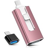 USB-stick 256 GB voor iPhone iPad Android PC, MFi-gecertificeerde 4-in-1 geheugenstick met USB-C, Light-ning, micro-USB & USB 3.0, flash drive voor uitbreiding van het telefoongeheugen, back-up foto's