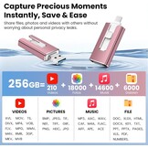 USB-stick 256 GB voor iPhone iPad Android PC, MFi-gecertificeerde 4-in-1 geheugenstick met USB-C, Light-ning, micro-USB & USB 3.0, flash drive voor uitbreiding van het telefoongeheugen, back-up foto's