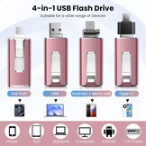 USB-stick 256 GB voor iPhone iPad Android PC, MFi-gecertificeerde 4-in-1 geheugenstick met USB-C, Light-ning, micro-USB & USB 3.0, flash drive voor uitbreiding van het telefoongeheugen, back-up foto's