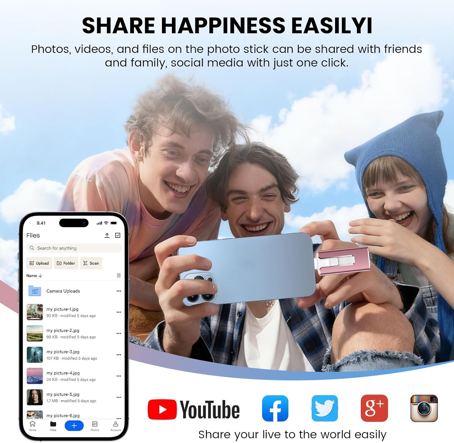 USB-stick 256 GB voor iPhone iPad Android PC, MFi-gecertificeerde 4-in-1 geheugenstick met USB-C, Light-ning, micro-USB & USB 3.0, flash drive voor uitbreiding van het telefoongeheugen, back-up foto's