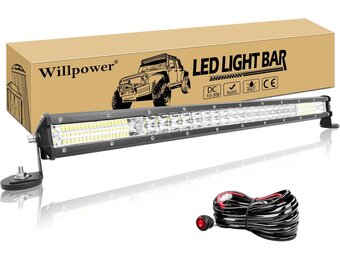 Willpower 24 Inch 216W Led Lichtbalk + Magnetische Beugel + Kabelboom 12V 24V Led-verlichting Bar Mistlamp IP67 Led Light Bar Voor Vrachtwagen Tractor Auto Boot Offroad 4x4