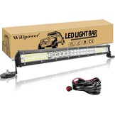 Willpower 24 Inch 216W Led Lichtbalk + Magnetische Beugel + Kabelboom 12V 24V Led-verlichting Bar Mistlamp IP67 Led Light Bar Voor Vrachtwagen Tractor Auto Boot Offroad 4x4