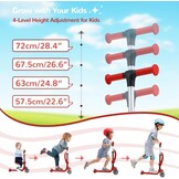 Stompa Kinderstep, 3 jaar, 2-in-1, kinderstep vanaf 2 jaar, tot 50 kg, met inklapbaar zitje en led-wielen, in hoogte verstelbaar, opvouwbaar, voor kleine kinderen, jongens en meisjes, rood