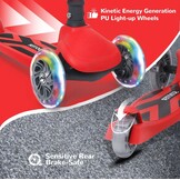 Stompa Kinderstep, 3 jaar, 2-in-1, kinderstep vanaf 2 jaar, tot 50 kg, met inklapbaar zitje en led-wielen, in hoogte verstelbaar, opvouwbaar, voor kleine kinderen, jongens en meisjes, rood