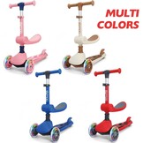 Stompa Kinderstep, 3 jaar, 2-in-1, kinderstep vanaf 2 jaar, tot 50 kg, met inklapbaar zitje en led-wielen, in hoogte verstelbaar, opvouwbaar, voor kleine kinderen, jongens en meisjes, rood