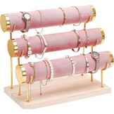 3-Etages Armbandenhouder (Roze Fluweel) - 55% Korting!