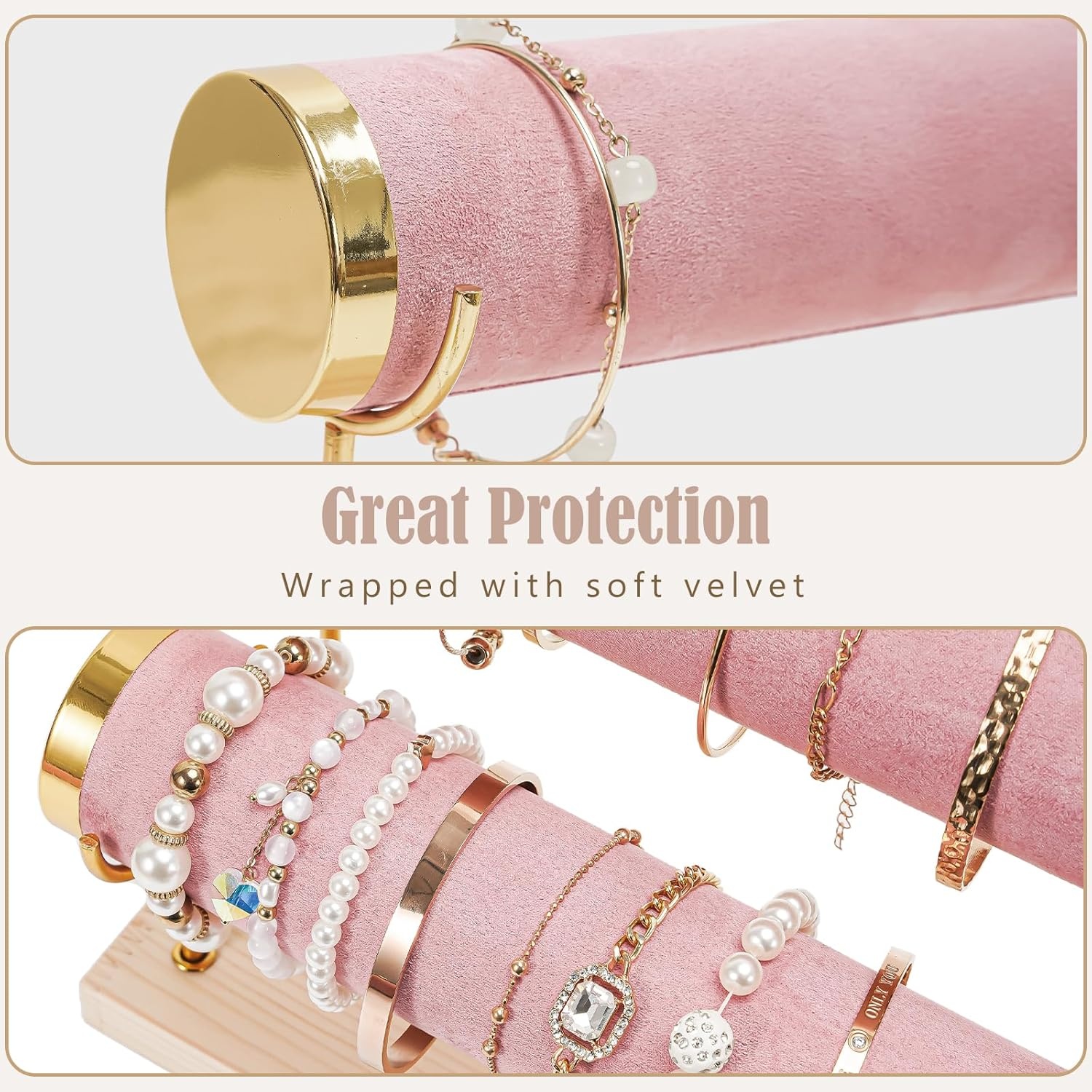 3-Etages Armbandenhouder (Roze Fluweel) - 55% Korting!