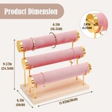 Armbandhouder 3 etages T-vormig, fluwelen sieradenstandaard met houten sokkel voor horloges, armbanden & haarspelden