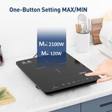 Draagbare inductiekookplaat 2100W, 1 kookzone, timer, kinderslot, 35x28 cm