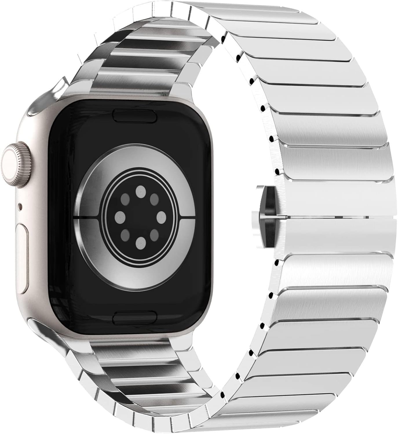NewWays RVS Horlogeband Compatibel met Apple Watch 38/40/41/42mm - Zilver