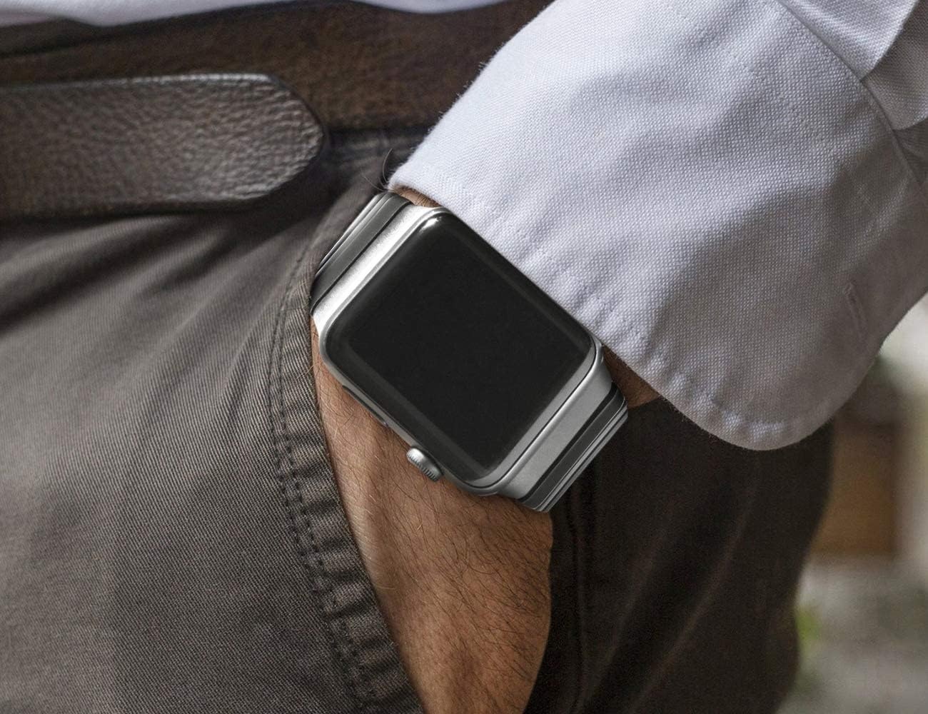 NewWays RVS Horlogeband Compatibel met Apple Watch 38/40/41/42mm - Zilver