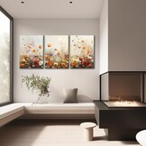 MHARTK66 Moderne Schilderijen Set van 3, Rode Bloemen Afbeelding op Canvas Woonkamer Muurdecoratie, Schilderij Kunstwerk voor Slaapkamer Badkamer Keuken