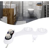 Bidet opzetstuk niet-elektrisch, dubbele zelfreinigende sproeiers, koud & warm water, instelbare druk, toiletpapierhouder