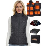 Verwarmd vest dames gewatteerd met 10 zones, 16000mAh 7.4V accupakket en 3 instelbare temperaturen, lichtgewicht voor outdoor