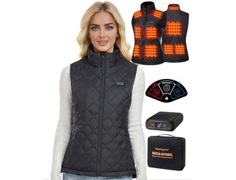 Verwarmd vest dames gewatteerd met 10 zones, 16000mAh 7.4V accupakket en 3 instelbare temperaturen, lichtgewicht voor outdoor