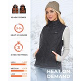 Verwarmd vest dames gewatteerd met 10 zones, 16000mAh 7.4V accupakket en 3 instelbare temperaturen, lichtgewicht voor outdoor