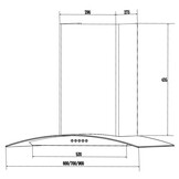 Afzuigkap - RVS met gebogen glas – 650 m³/u – 3 standen – LED