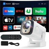 Draagbare beamer, 1080p, mini-projector, 4K, videoprojector, wifi 6, Android 11, voor 200 ANSI, externe luidspreker, telefoon/pc/lap/stick, HDMI thuisbioscoop, 180° rotatie, Bluetooth 5.4