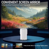 Draagbare beamer, 1080p, mini-projector, 4K, videoprojector, wifi 6, Android 11, voor 200 ANSI, externe luidspreker, telefoon/pc/lap/stick, HDMI thuisbioscoop, 180° rotatie, Bluetooth 5.4