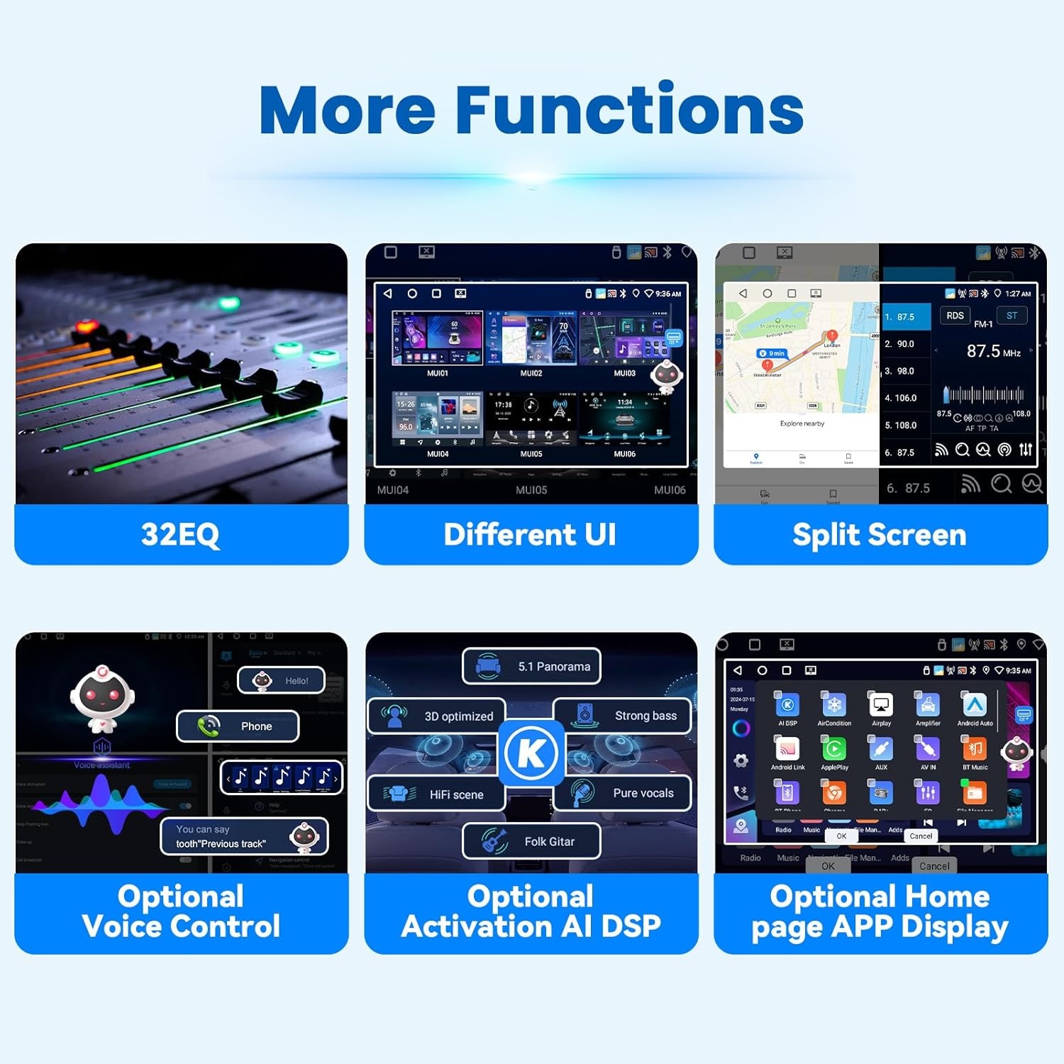 OiLiehu Autoradio 1DIN Android 13 met 7-inch Uitschuifbaar Scherm, Apple CarPlay, Android Auto, Bluetooth, GPS, WiFi