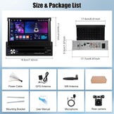 OiLiehu Autoradio 1DIN Android 13 met 7-inch Uitschuifbaar Scherm, Apple CarPlay, Android Auto, Bluetooth, GPS, WiFi