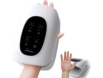 Draadloze Handmassager met Warmte en Compressie, 6 Vibratiestanden en Vingerrekking