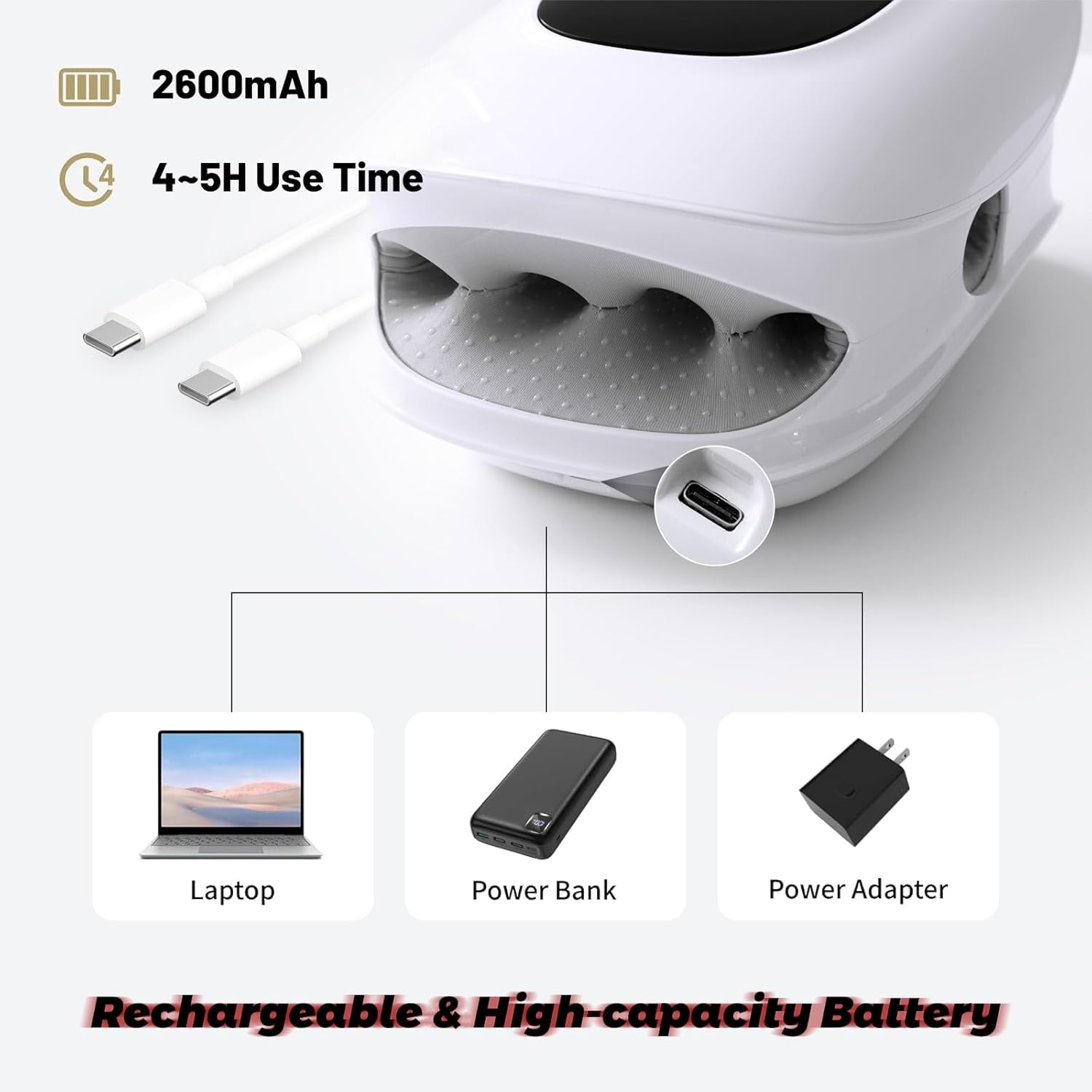 Draadloze Handmassager met Warmte en Compressie, 6 Vibratiestanden en Vingerrekking