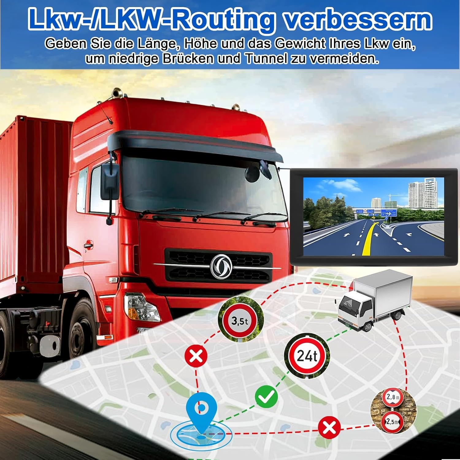 9 inch Navigatiesysteem voor Auto, Vrachtwagen en Camper met Realtime Verkeersinfo